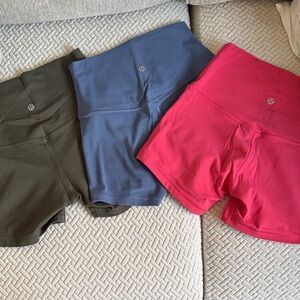 lululemon athletica Women's Athletic Shorts - Olive, Blue, and Pink